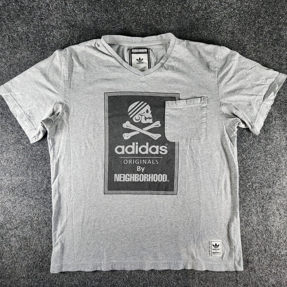 Adidas Originals By Neighborhood Mens Gray Graphic Pocket T-Shirt S15236 Large